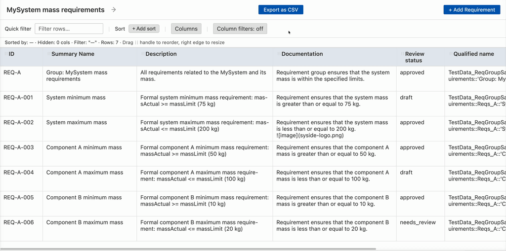 Reordering columns and committing the changes via Save View Changes