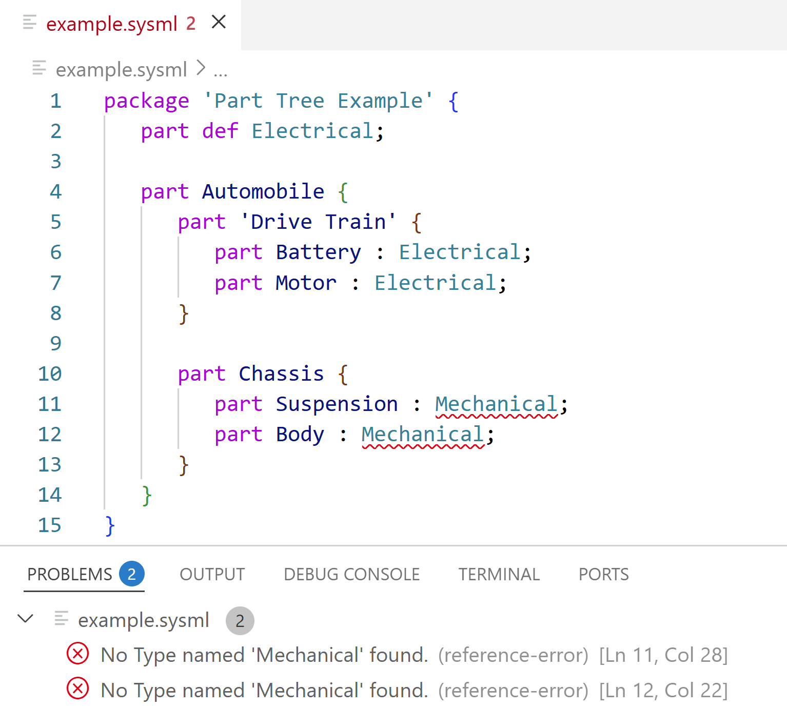 Error - Missing part definition