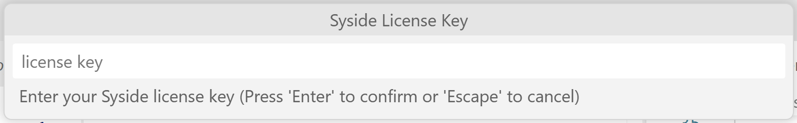 Syside Modeler license dialog